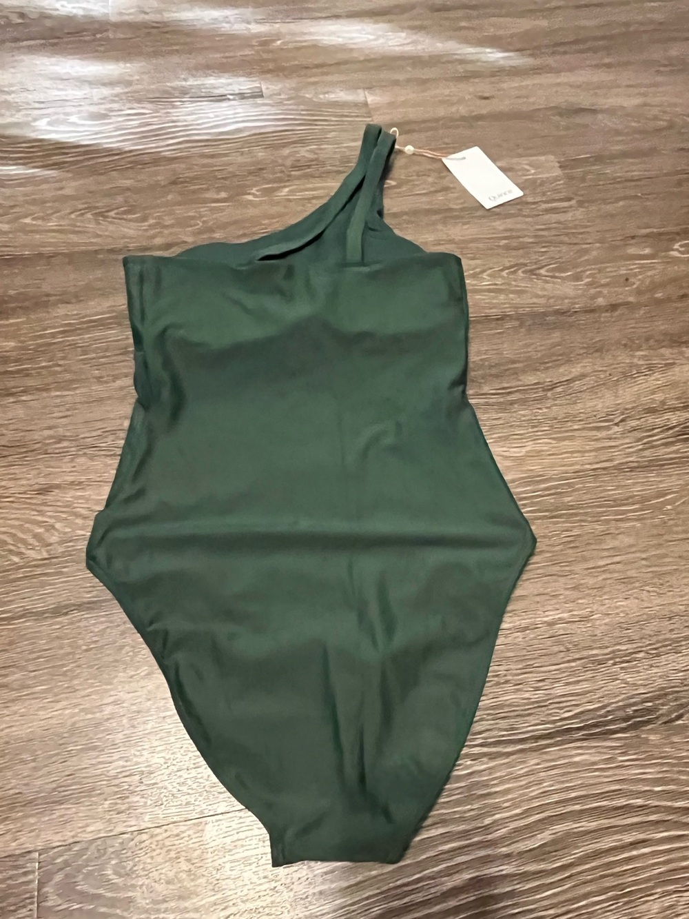 Quince Italian One Shoulder One-Piece Swimsuit in Palm Green Size Small - Picture 6 of 9